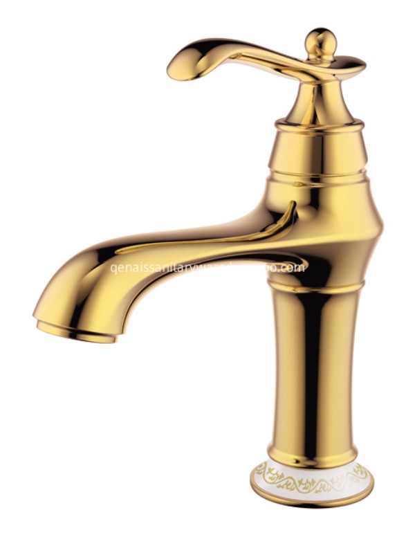 Gold Single Hole And Lever Vintage Basin Fauce