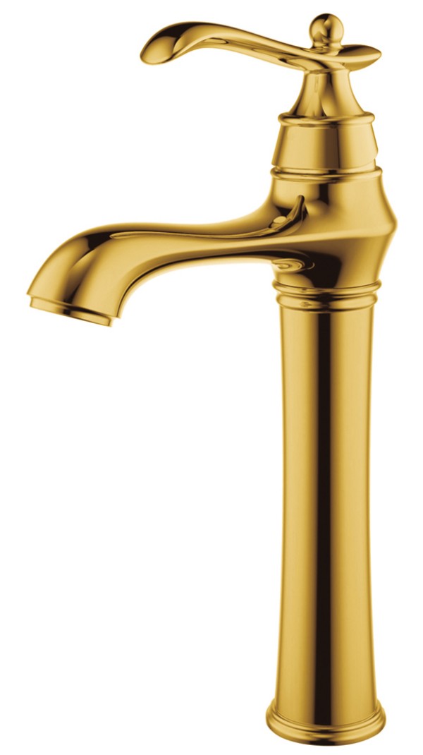 Gold Single-Hole Tall Basin Faucet