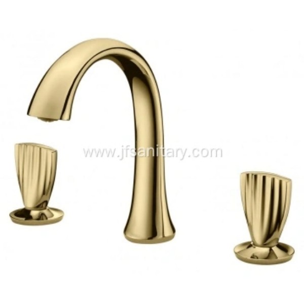 Brass Gold Two Handle Basin Faucets for Sink